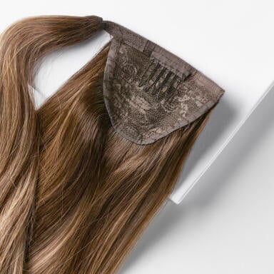 Clip-in Ponytail Made of real hair M5.0/7.4 Golden Brown Mix 30 cm
