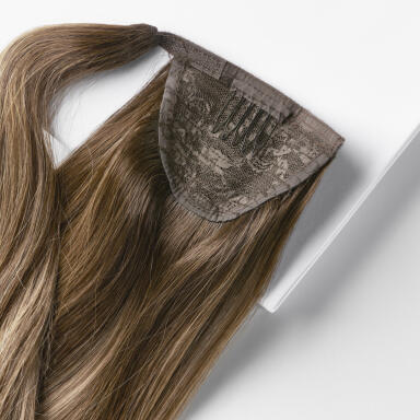 Clip-in Ponytail Ponytail made of real hair M5.0/7.4 Golden Brown Mix 60 cm