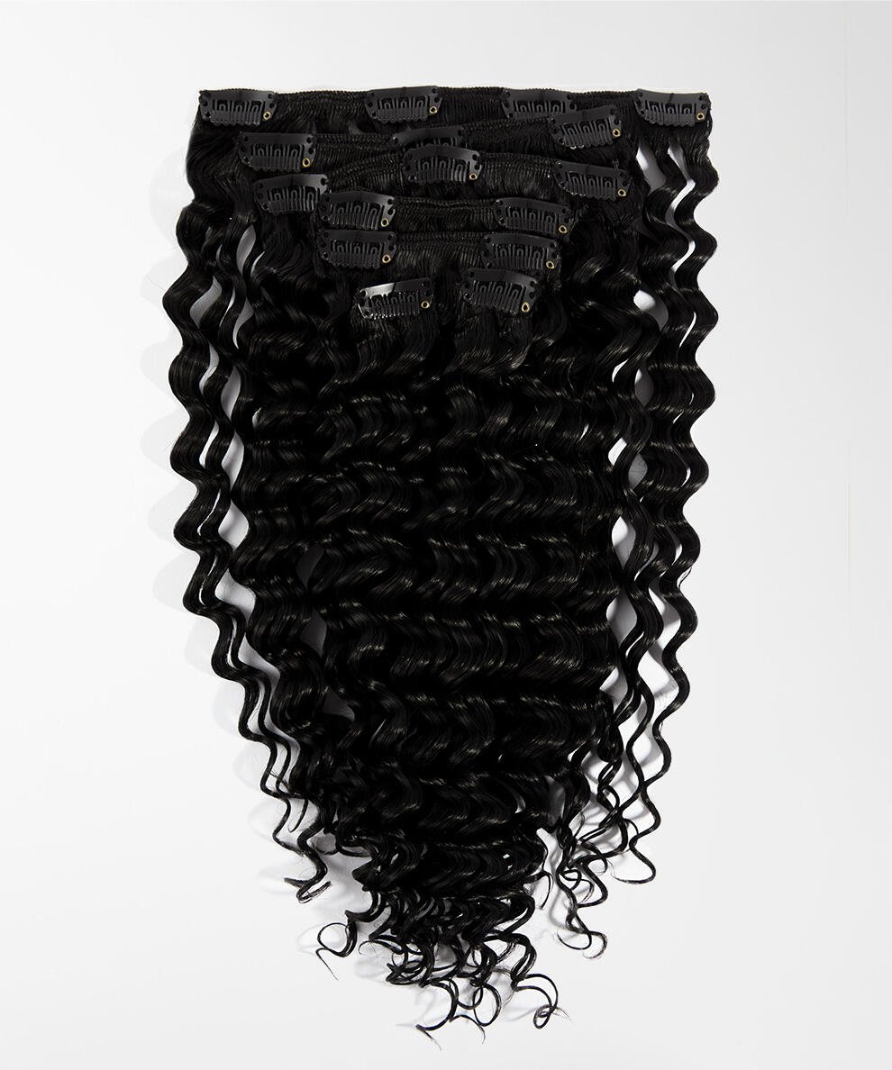 Clip-on set Soft Curls 7 pieces 1.0 Black 40 cm