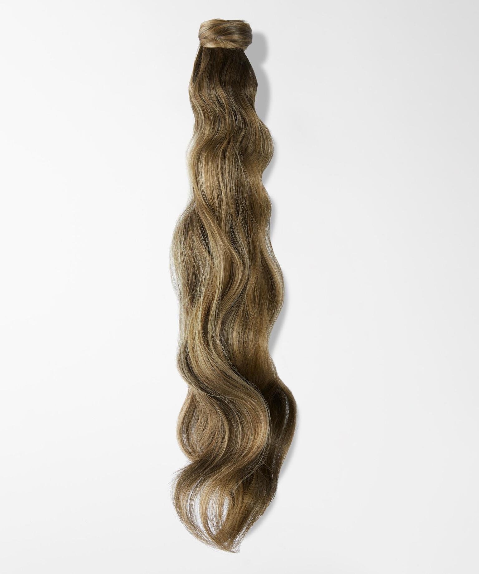 Fibre Clip-in Ponytail Beach Wave, Veganes Haar B2.3/5.0 Hazelnut Caramel Balayage 40 cm