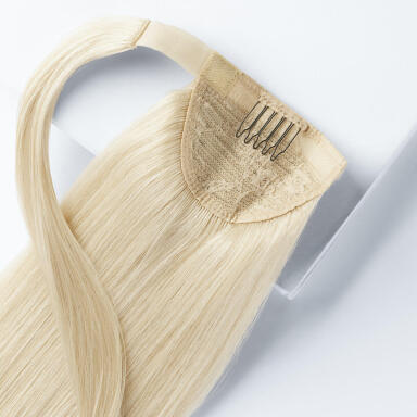 Fibre Clip-in Ponytail Beach Wave, Vegan hair 10.10 Platinum Blonde 50 cm