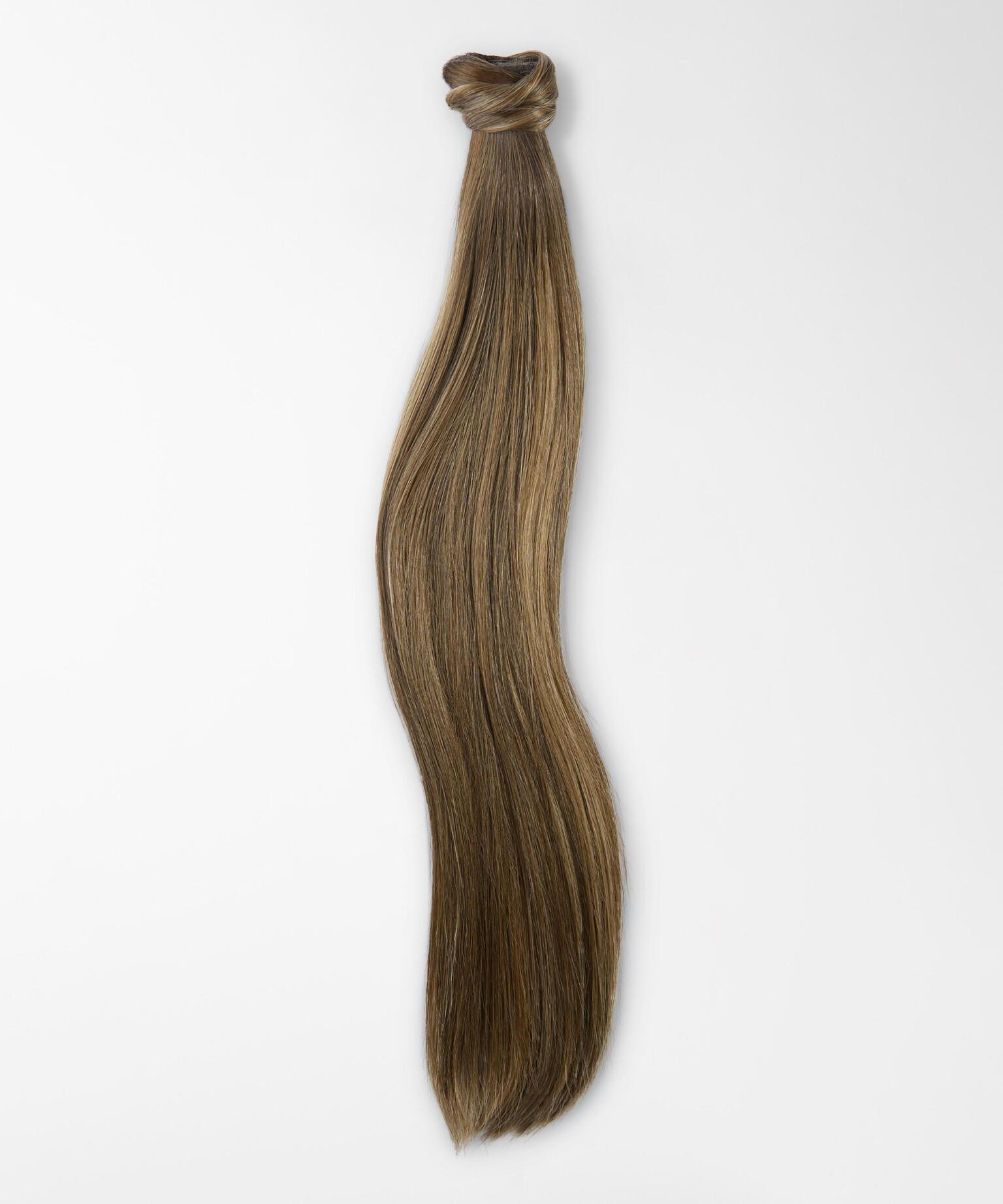 Fibre Clip-in Ponytail Aus veganem Haar hergestellt B2.3/5.0 Hazelnut Caramel Balayage 40 cm