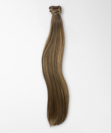 Fibre Clip-in Ponytail Made of vegan hair B2.3/5.0 Hazelnut Caramel Balayage 40 cm