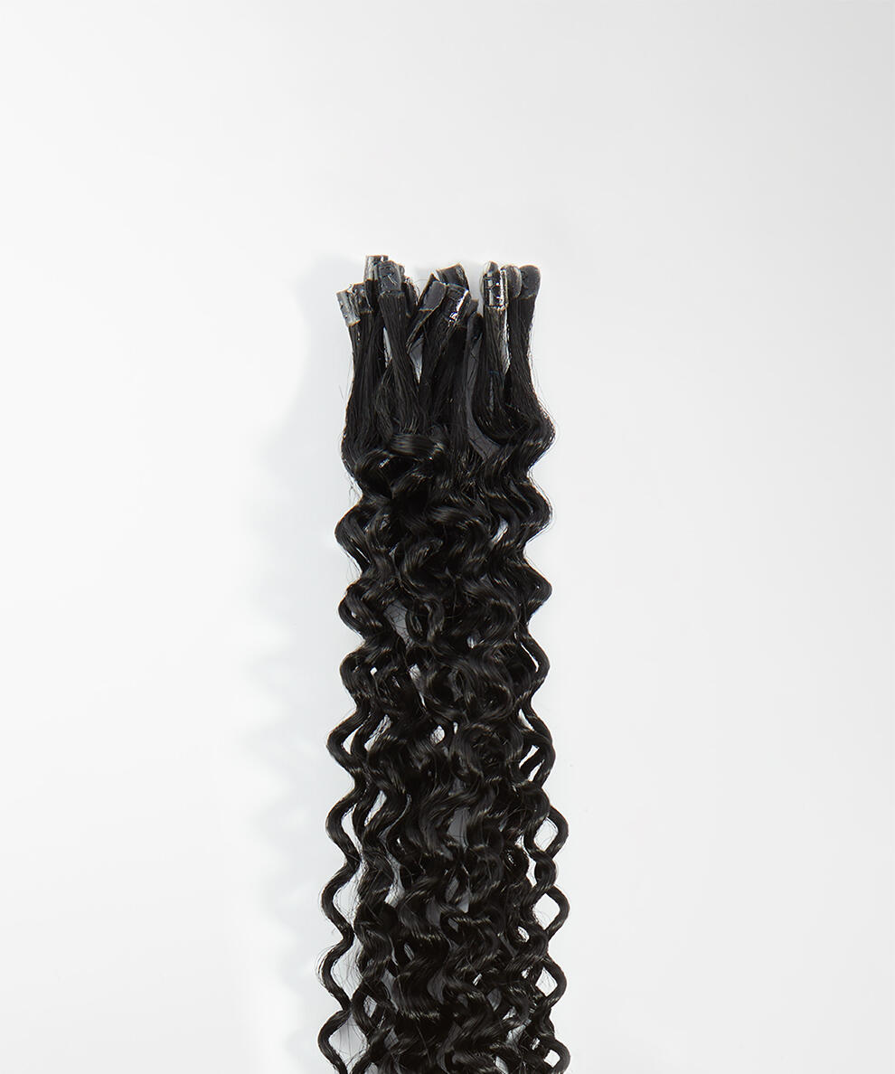 Premium Keratin Extensions Spiral Curls 20 pieces 1.0 Black 60 cm