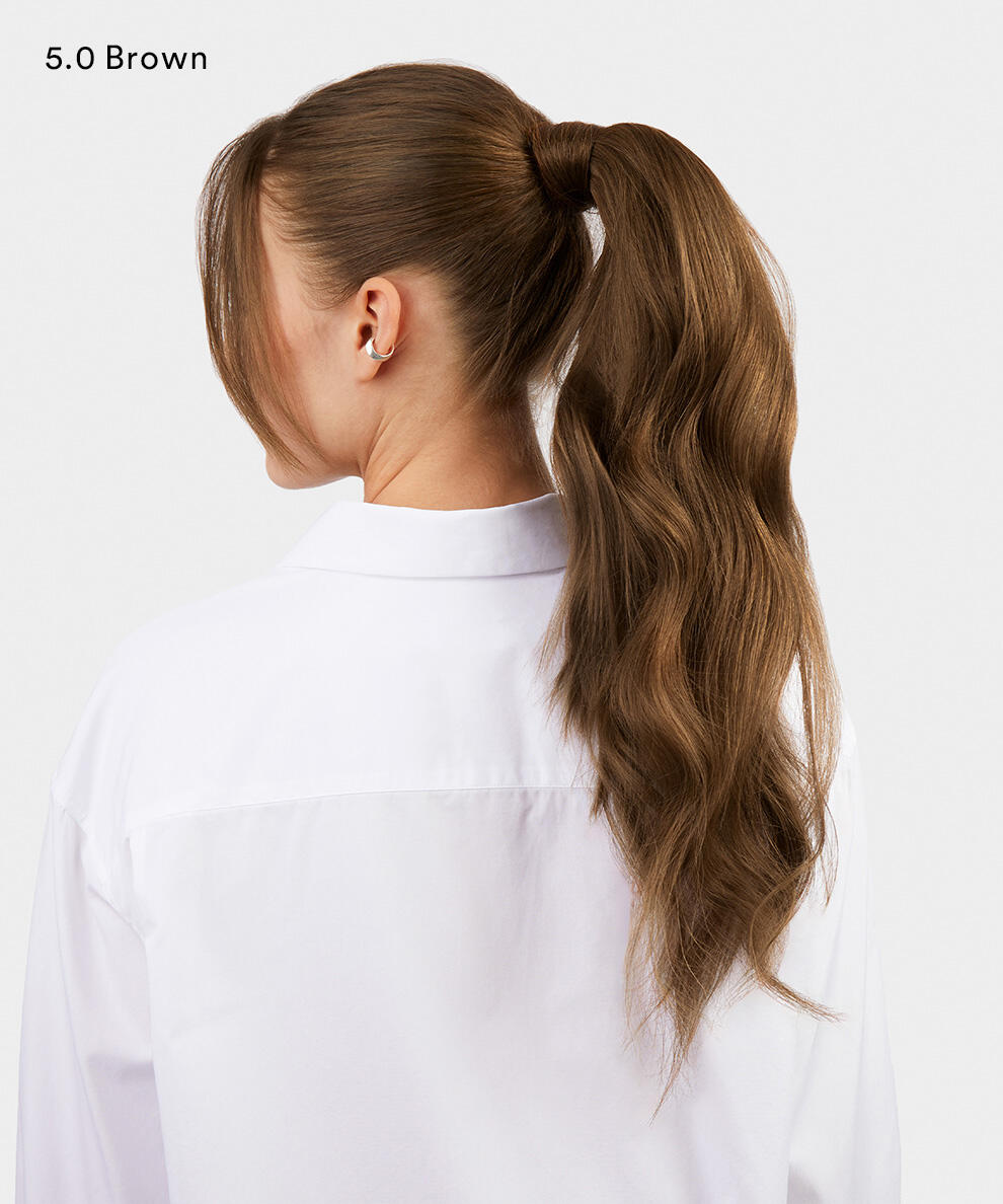 Clip-in Ponytail Ponytail made of real hair M5.0/7.4 Golden Brown Mix 50 cm