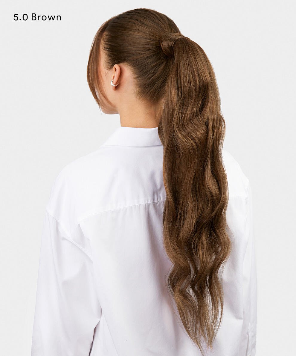Clip-in Ponytail Made of real hair B5.0/8.3 Brownish Blonde Balayage 60 cm