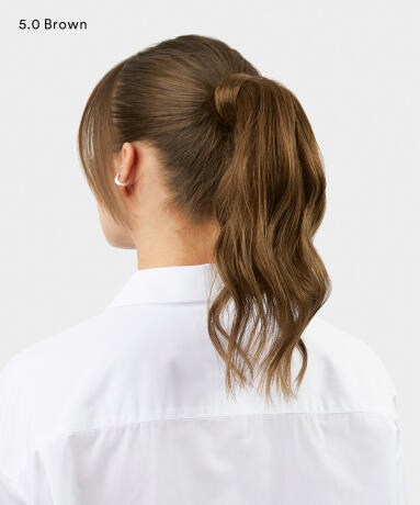 Sleek Clip-in Ponytail Made of real hair B5.1/7.3 Brown Ash Blonde Balayage 30 cm