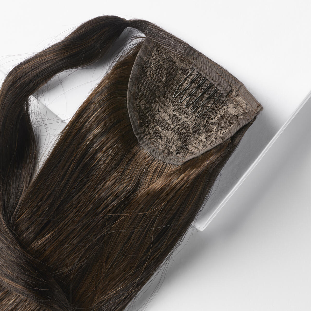 Clip-in Ponytail Made of real hair C2.0/2.3 Deep Brown Caramel ColorMelt 50 cm