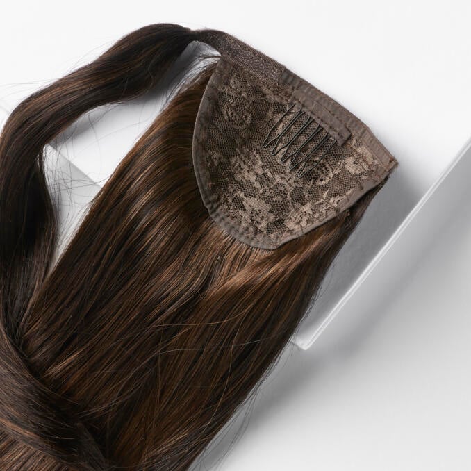 Clip-in Ponytail Ponytail made of real hair C2.0/2.3 Deep Brown Caramel ColorMelt 50 cm