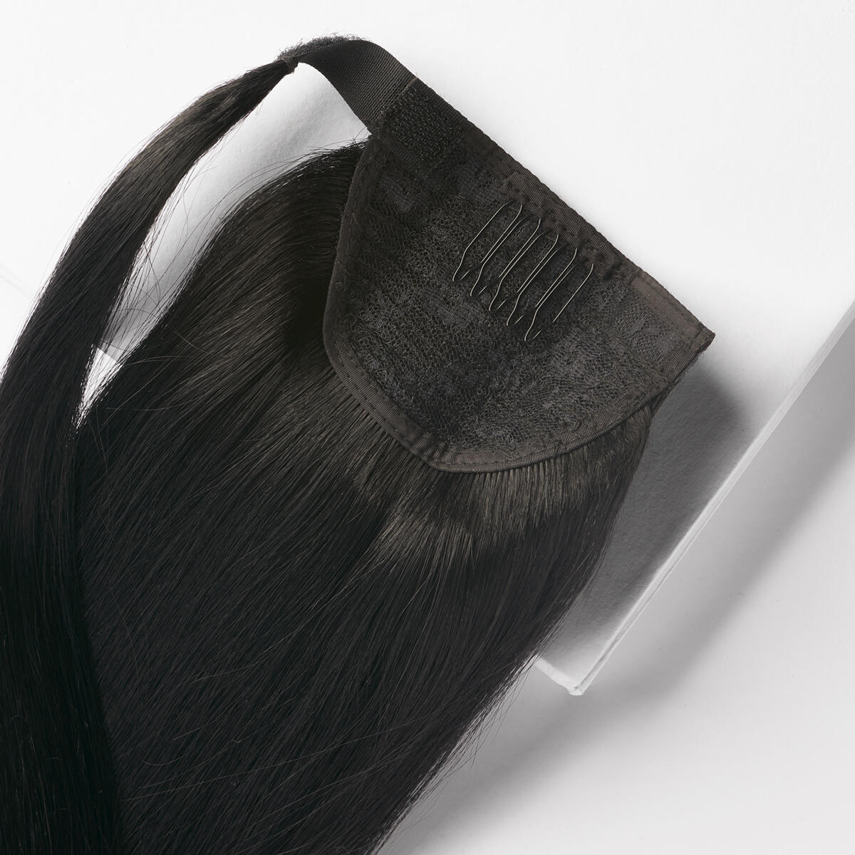 Clip-in Ponytail Ponytail made of real hair 1.0 Black 70 cm
