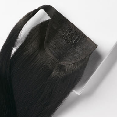 Clip-in Ponytail Made of real hair 1.0 Black 60 cm