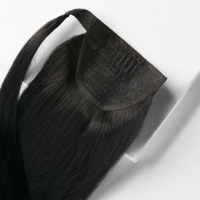Clip-in Ponytail Ponytail made of real hair 1.0 Black 80 cm