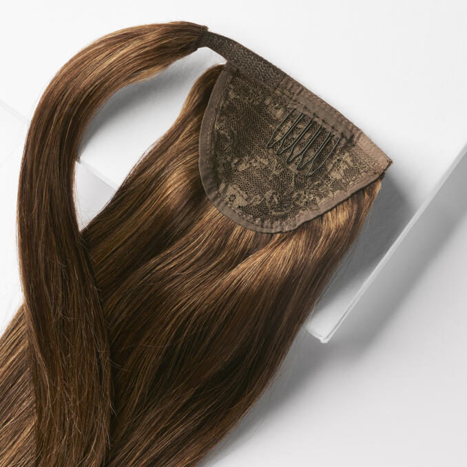 Clip-in Ponytail Ponytail made of real hair M2.3/5.0 Chocolate Mix 30 cm