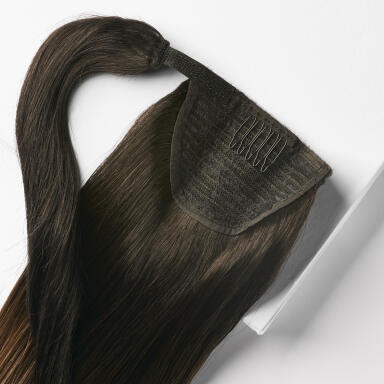 Clip-in Ponytail Made of real hair O1.2/2.0 Black Brown Ombre 50 cm