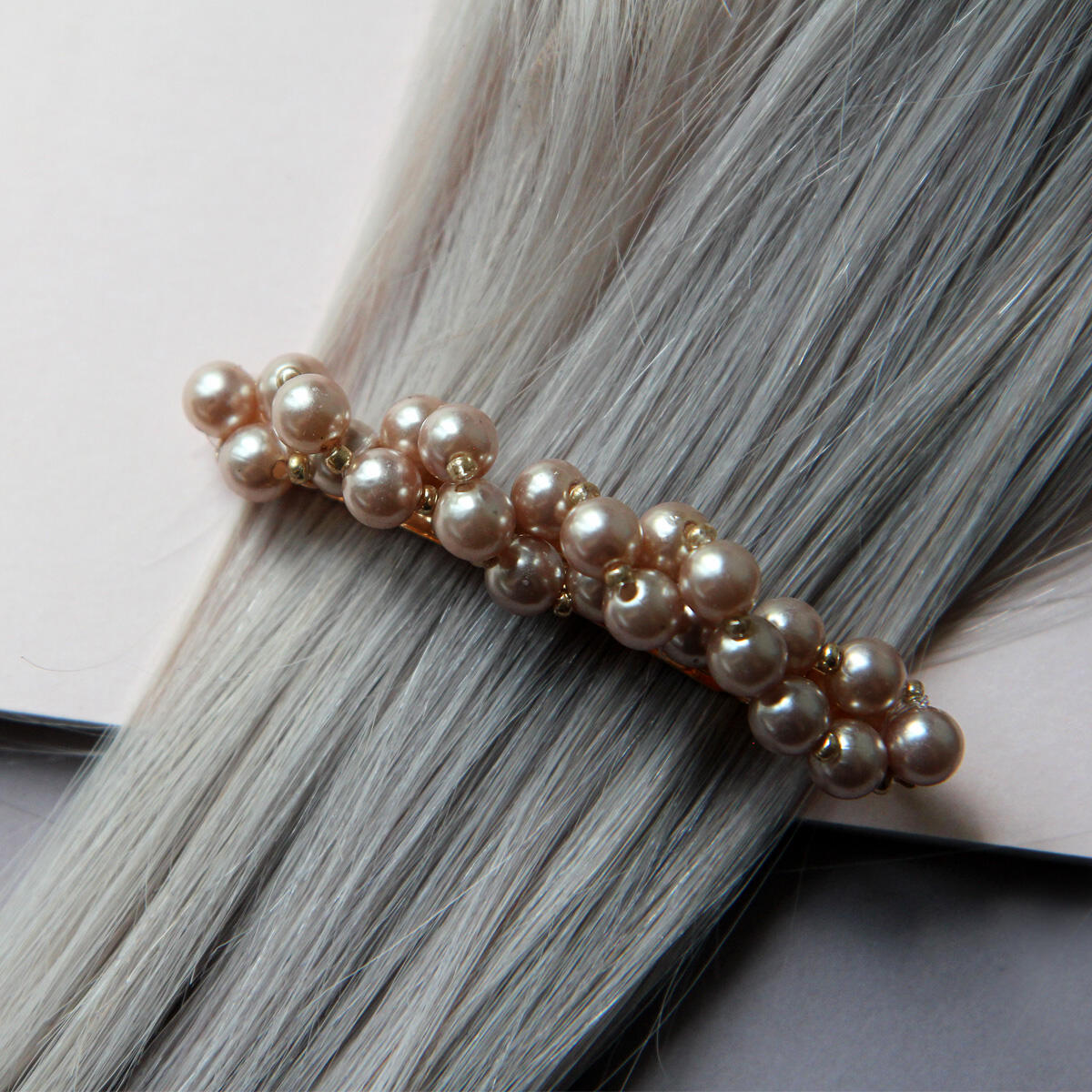 Hair slide with brown pearls Pearl Collection no. 12