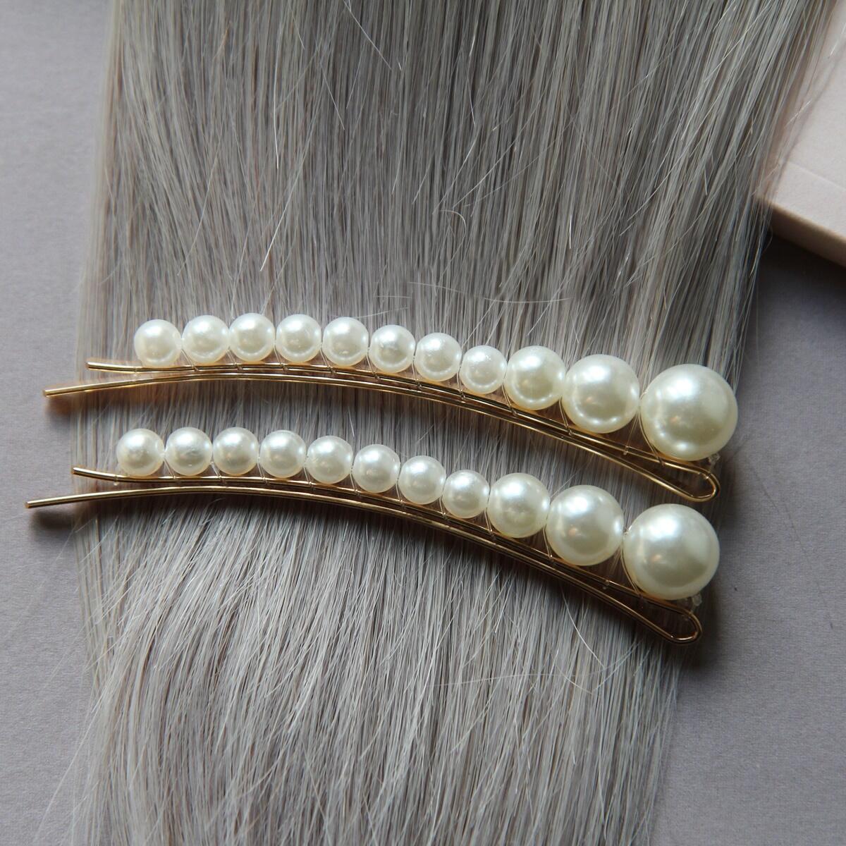 Hairpins with small pearls, pack of 2 Pearl Collection no. 5