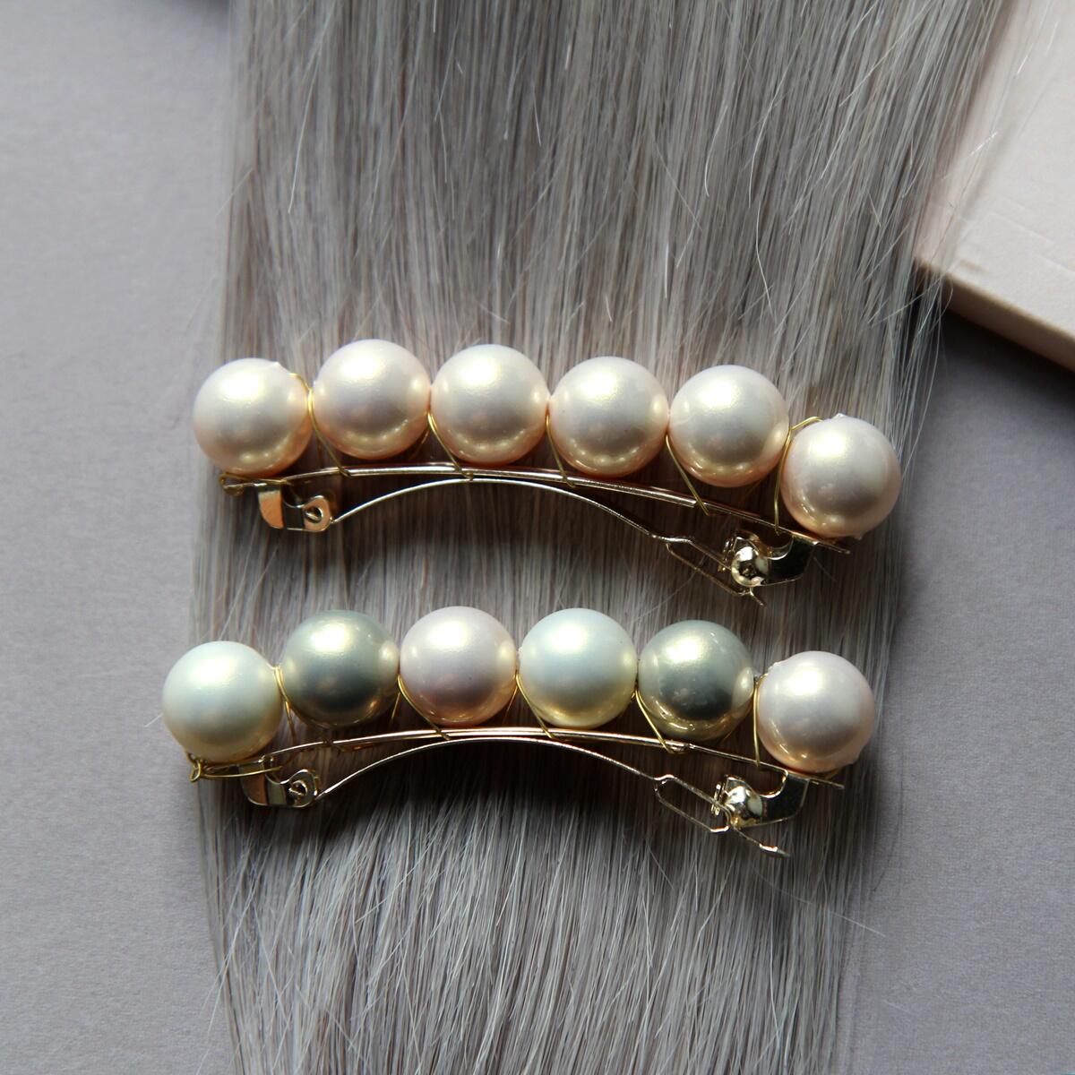Pastel pearl hair slides, pack of 2 Pearl Collection no. 2 null