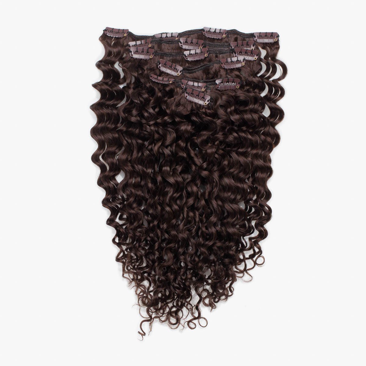 Clip-on set Curly 7 pieces 2.2 Coffee Brown 40 cm
