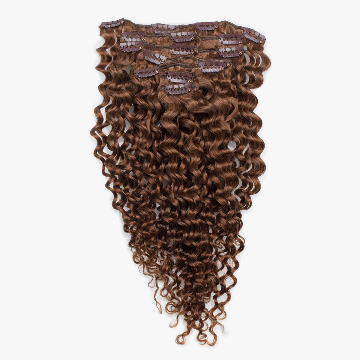 Clip-on set Curly 7 pieces 5.0 Brown 40 cm