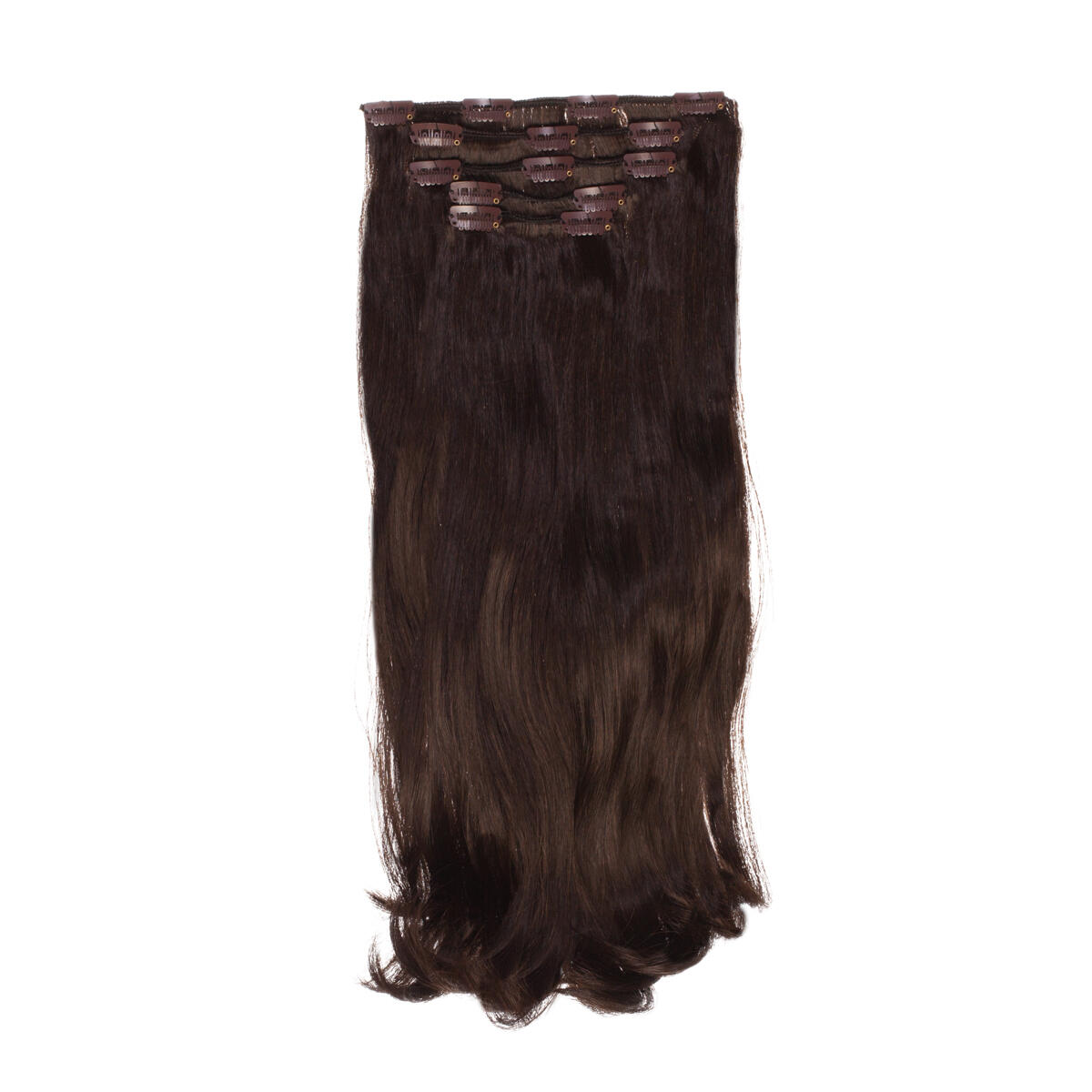 Clip-on set Synthetic 5 pieces Beach Wave 2.3 Chocolate Brown 50 cm